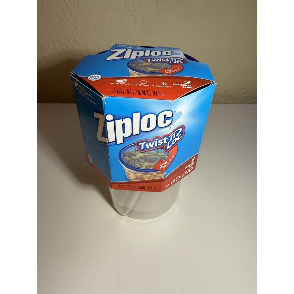 Ziploc Twist n Loc 2 Medium (32 Oz) Round Containers & Lids NEW